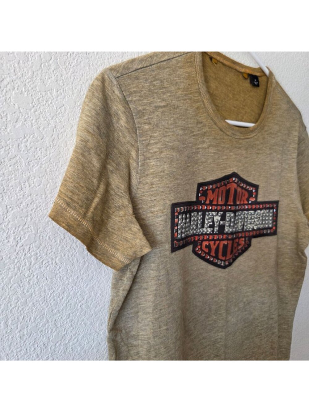 Harley-Davidson Womens M Brown Ombre Studded Logo T-Shirt Cotton Blend - Picture 6 of 10